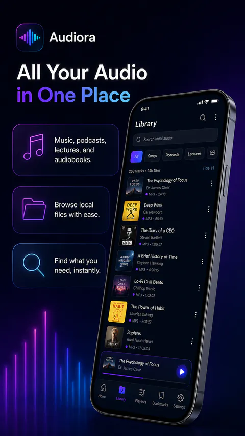 Audiora Home screen
