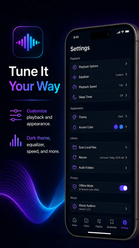 Audiora Browse screen