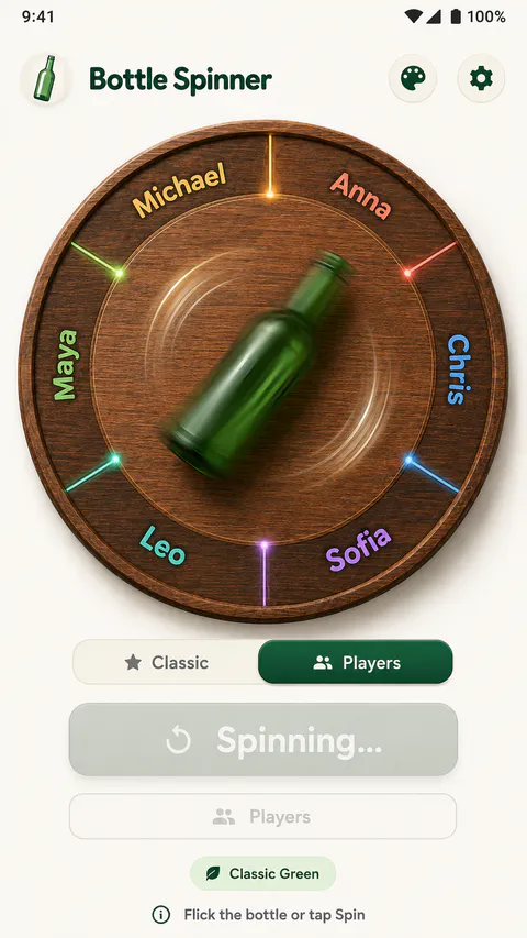 Bottlora Players screen
