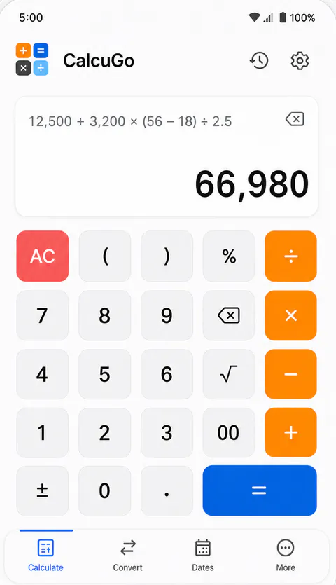 CalcuGo Home screen