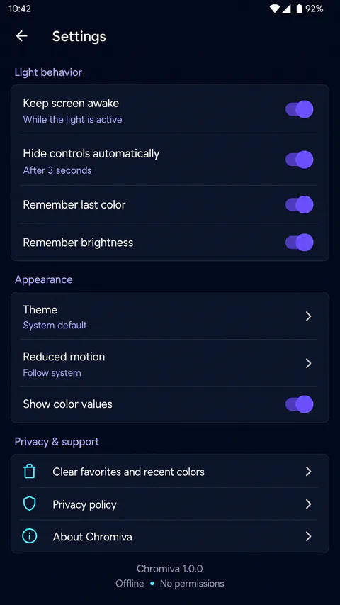 Chromiva Home screen