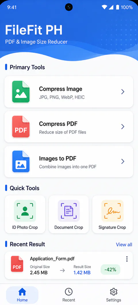 FileFit PH Home screen