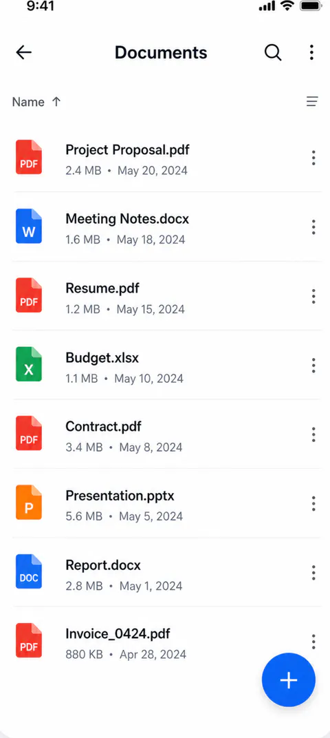 Fileora Search screen
