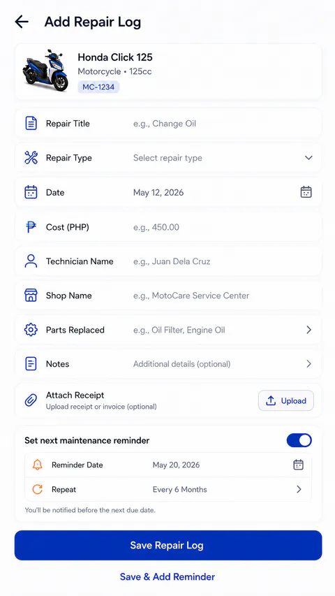 FixLog Item detail screen