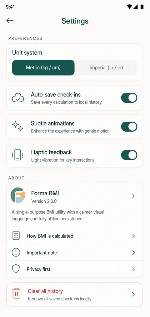 Forma BMI Browse screen
