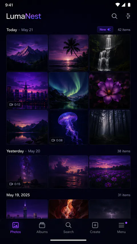 LumaNest Home screen