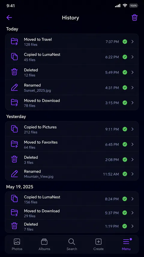 LumaNest Home screen