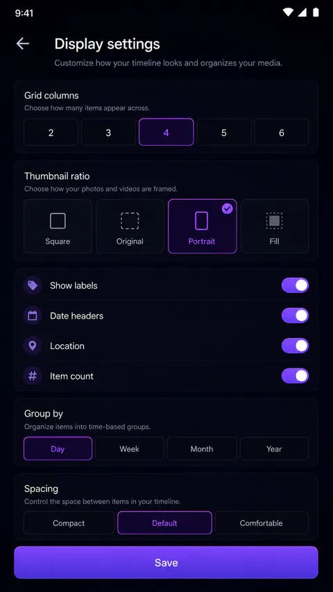 LumaNest Browse screen