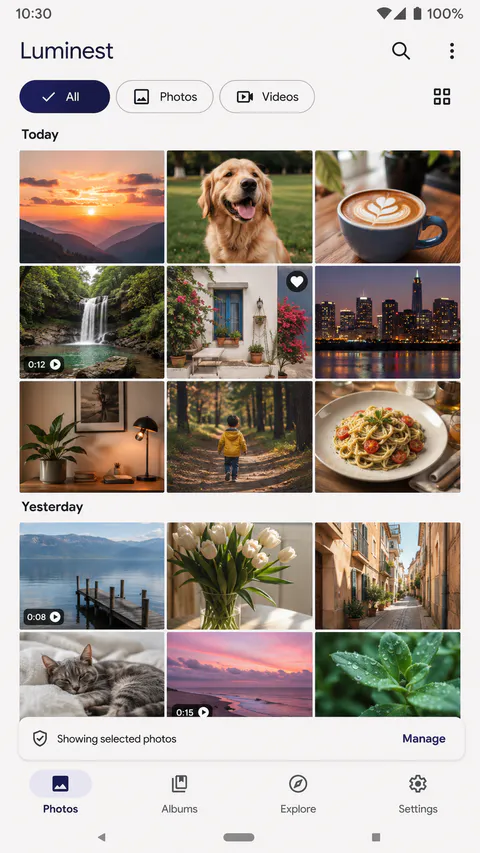 Luminest Home screen
