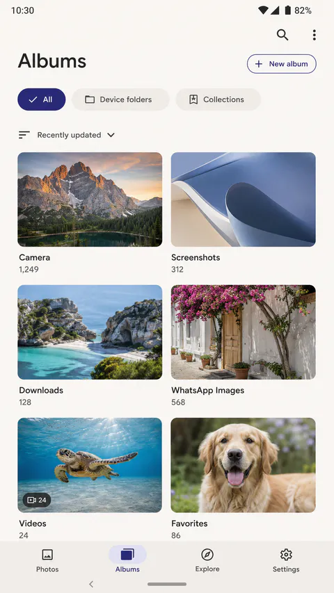 Luminest Albums screen