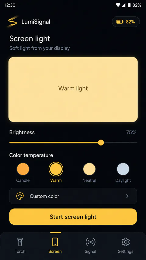 LumiSignal Signal screen