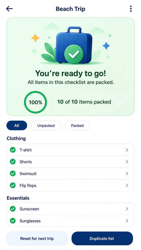 Packora Home screen