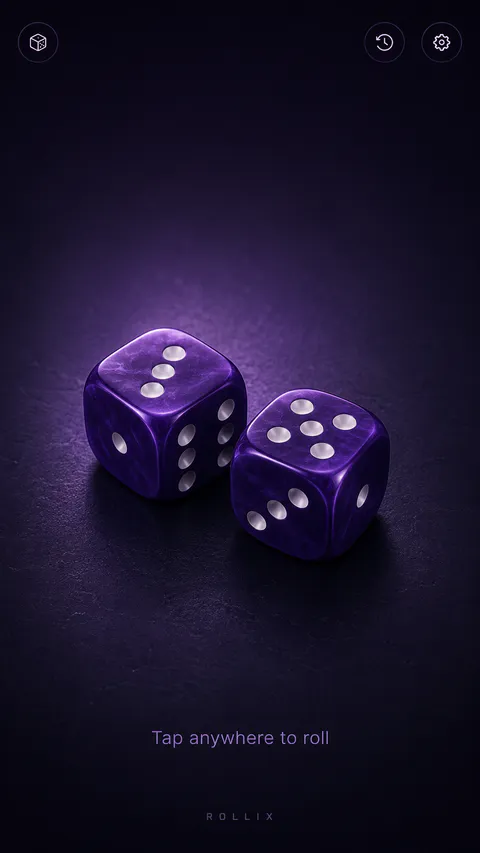 Rollix Dice Home screen