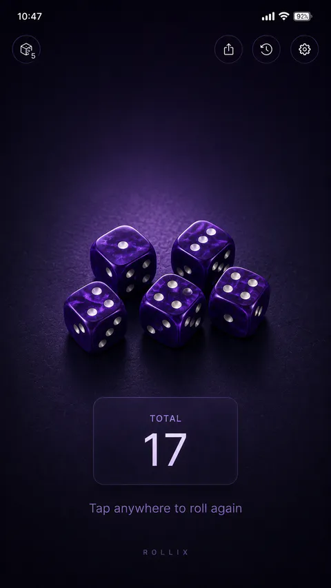 Rollix Dice Repeat use screen