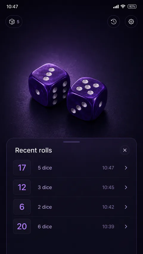 Rollix Dice Home screen