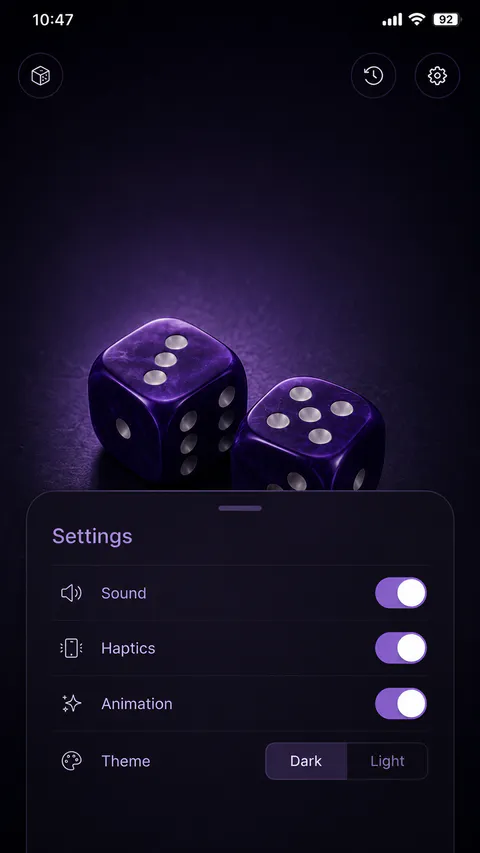 Rollix Dice Browse screen