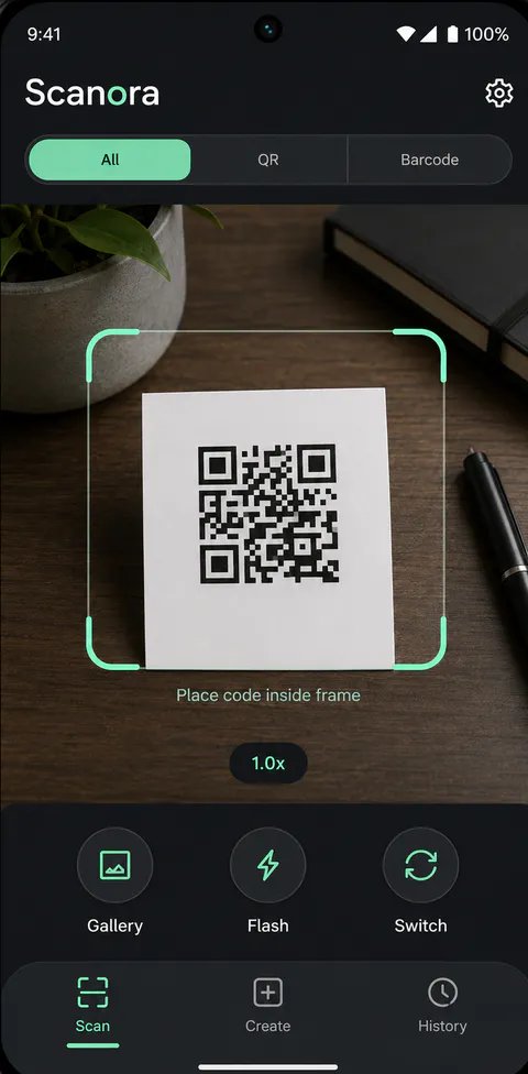 Scanora Home screen