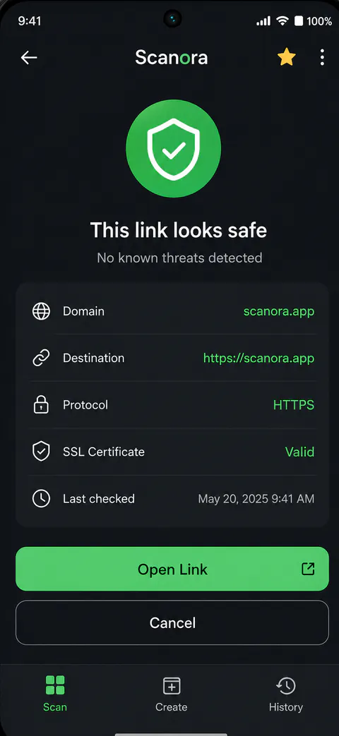 Scanora Create screen