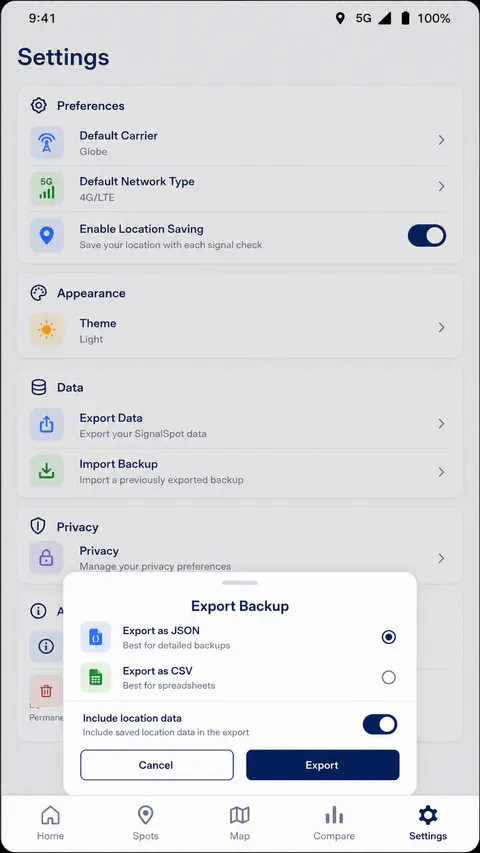 SignalSpot Browse screen