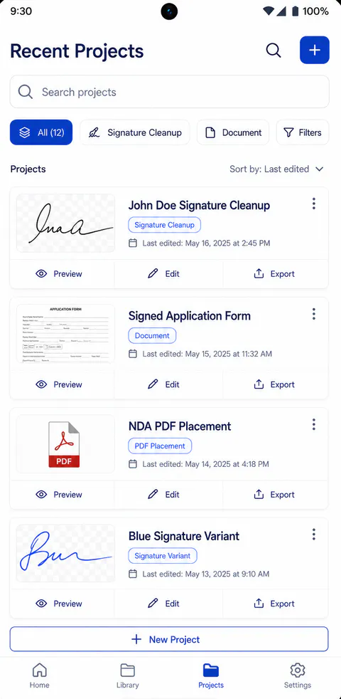 SignClear Home screen