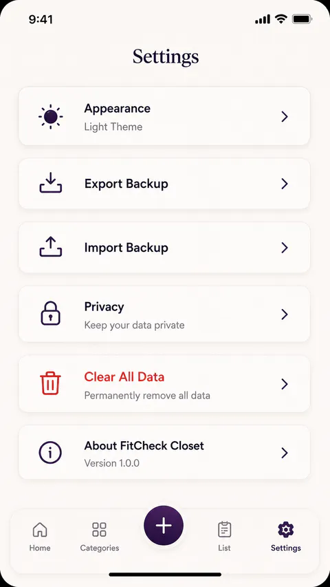 SizeNook Browse screen