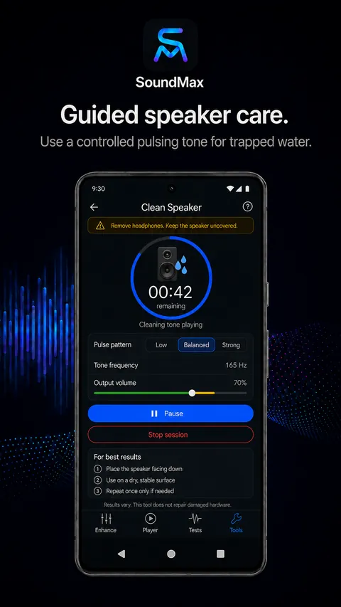SoundMax Clean Speaker screen