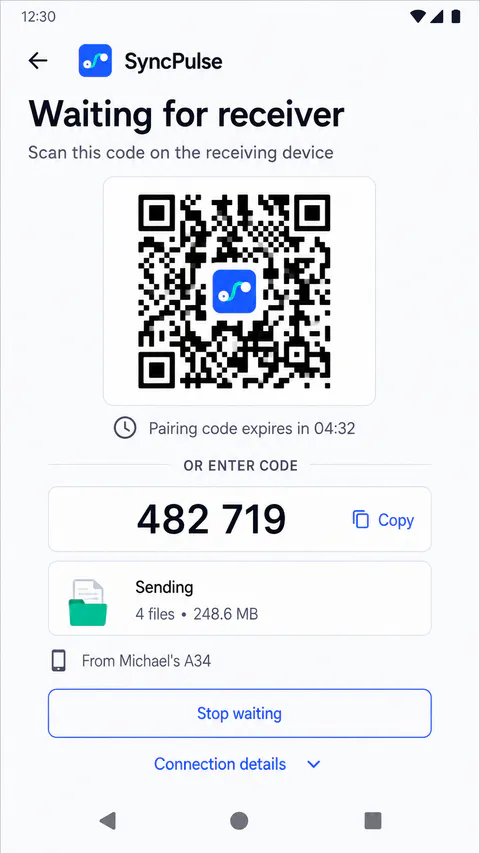 SyncPulse Activity screen