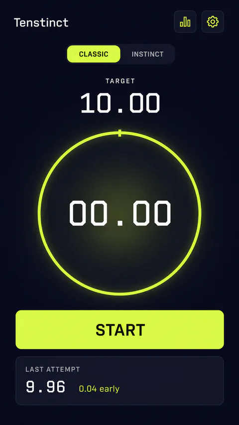 Tenstinct Home screen