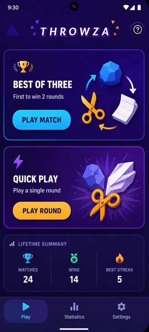 Throwza Home screen