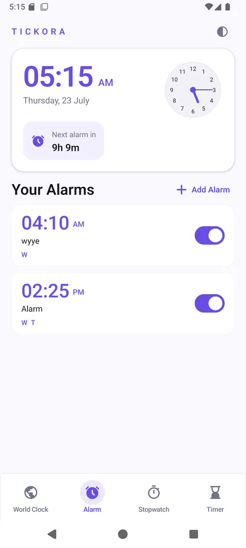 Tickora Focused sessions screen