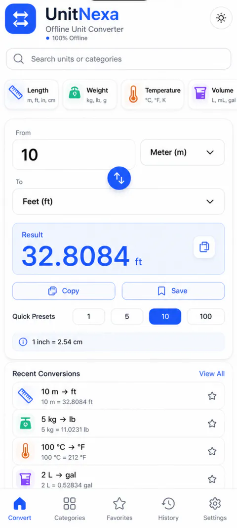 UnitNexa Home screen