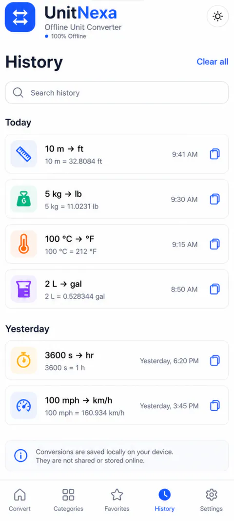UnitNexa Home screen