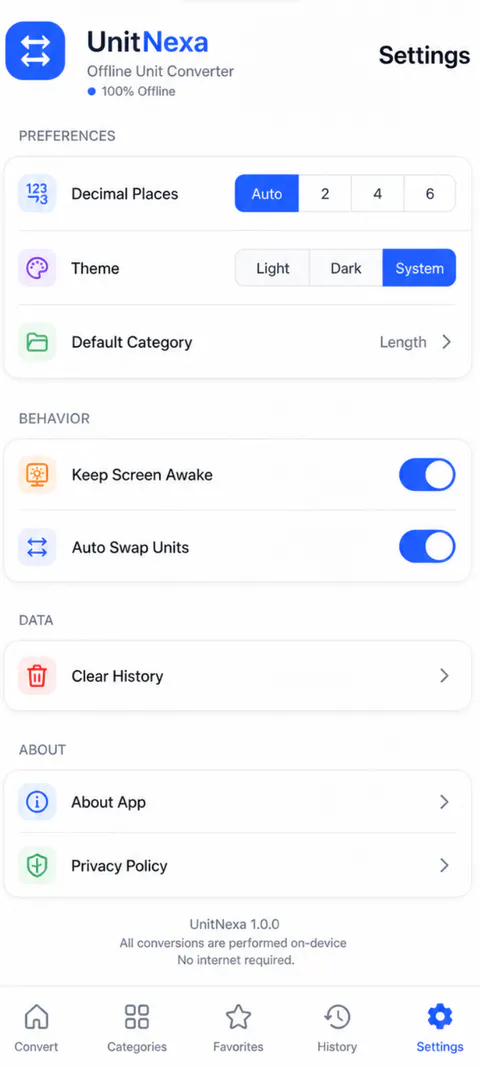UnitNexa Browse screen