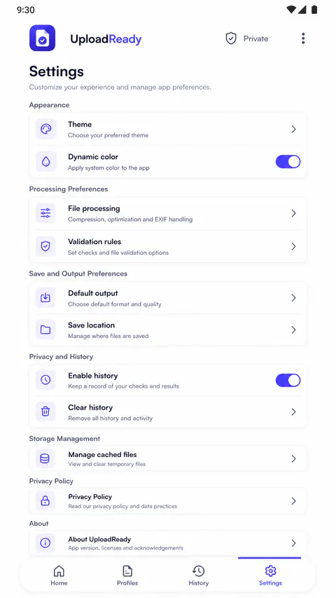 UploadFit Browse screen